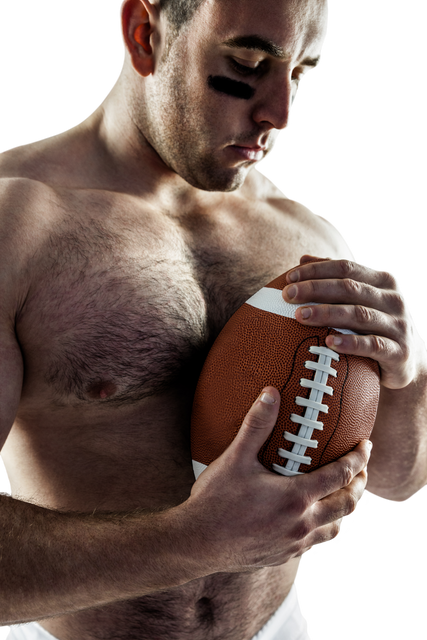 Transparent Background Shirtless American Football Player Holding Ball - Download Free Stock Videos Pikwizard.com