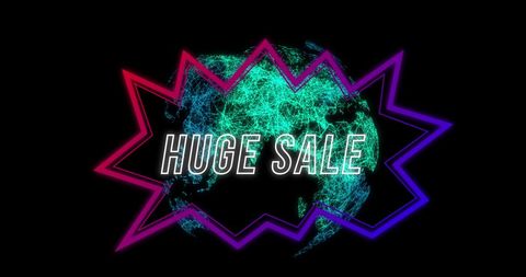 Huge Sale Graphic with Glowing Globe and Starburst Design