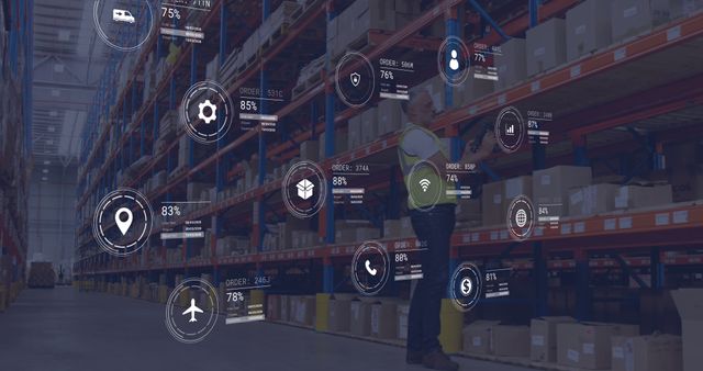 Warehouse Worker Managing Inventory with Augmented Reality Interface - Download Free Stock Images Pikwizard.com