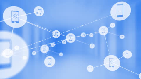 Digital Network Connections on Blue Background Abstract Illustration
