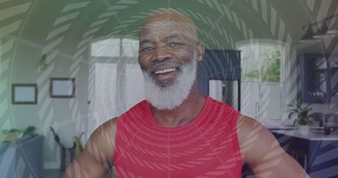 Energetic Mature Man Embracing Fitness in Modern Home