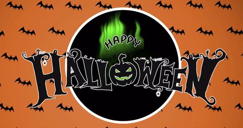Spooky Halloween Greeting with Glowing Green Pumpkin - Download Free Stock Images Pikwizard.com
