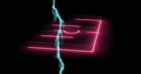 Neon Pink Sports Field with Striking Blue Lightning