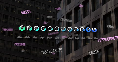 Digital Data Interface Overlay on Urban Skyscrapers