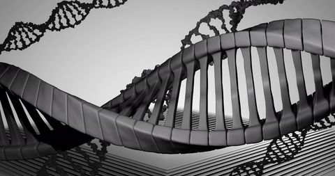 3D Rotating DNA Double Helix on Grey Background - Download Free Stock Images Pikwizard.com