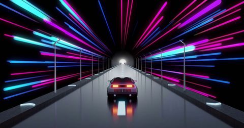 Futuristic Car in Light Beam Tunnel, Symbolizing Digital Innovation - Download Free Stock Images Pikwizard.com
