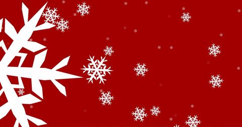 Falling Snowflakes on Bold Red Background for Christmas Joy