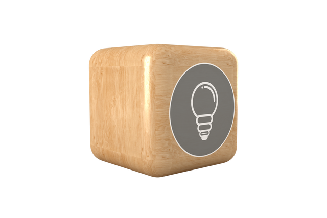 Transparent Wooden Brick with Lightbulb Icon for Social Media and Shapes Concept - Download Free Stock Videos Pikwizard.com