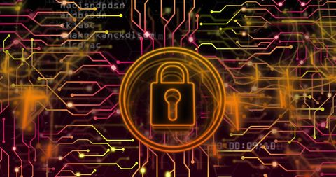 Holographic Lock Over Digital Circuitry Representing Cybersecurity - Download Free Stock Images Pikwizard.com