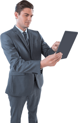 transparent businessman using digital tablet wearing suit - Download Free Stock Videos Pikwizard.com