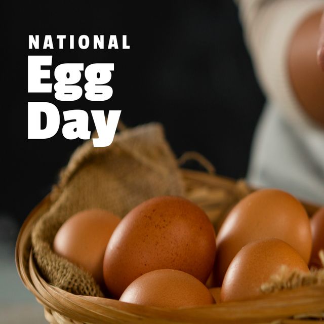 National Egg Day Celebration with Fresh Brown Eggs in Wicker Basket - Download Free Stock Templates Pikwizard.com