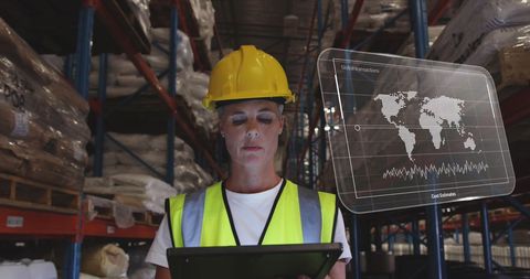 Female Warehouse Worker Analyzing Global Logistics Data - Download Free Stock Images Pikwizard.com