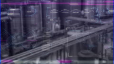 Digital Data Interface Over Futuristic Warehouse Setting