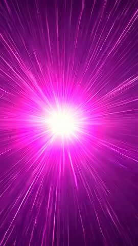 Vertical magenta energy burst radiating luminescent rays through purple gradient