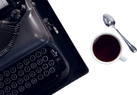 vintage typewriter with cup of black coffee on transparent background - Download Free Stock Videos Pikwizard.com