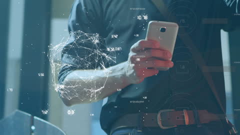 Digitally Generated Network Globe with Smartphone User