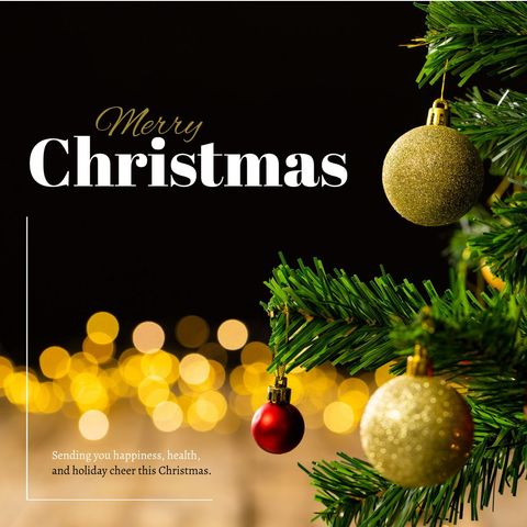 Christmas Tree with Ornate Baubles and Festive Greeting - Download Free Stock Templates Pikwizard.com