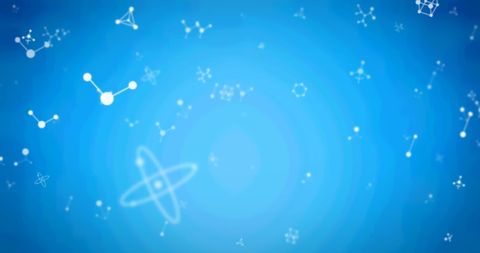 Abstract molecule patterns on blue background