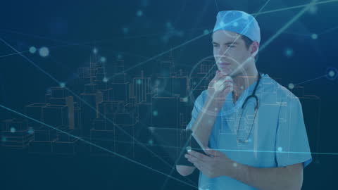 Surgeon Engaging with Digital Technology in Global Network