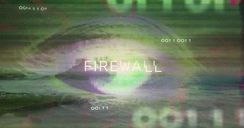 Flickering firewall interface with binary code