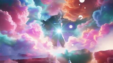 Astronaut Surrounded by Vibrant Cosmic Clouds