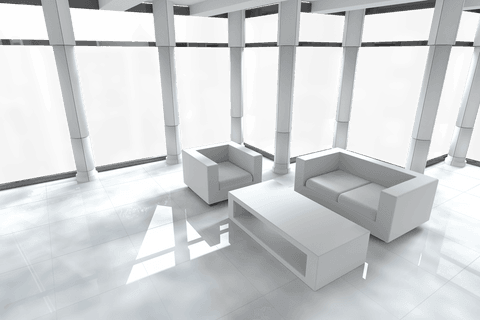 Modern interior with minimalist transparent furniture