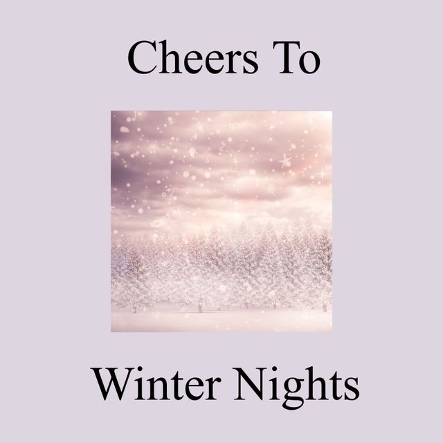 Snowy Winter Night Forest with Snowfall and Cheers Message - Download Free Stock Templates Pikwizard.com