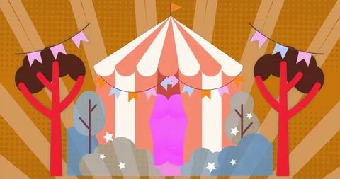 Colorful Carnival Tent in Outdoor Festival Scene
