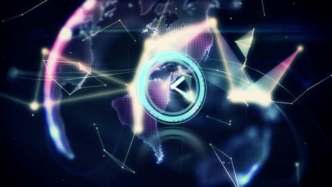 Digital Clock with Globe and Network Connections