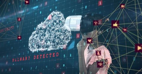 Cyber Security Concept with VR and Cloud Computing Interface - Download Free Stock Images Pikwizard.com
