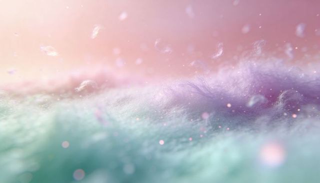 Pastel Faux-Fur Macro Texture Blending Mint and Lavender with Floating Lint Motes