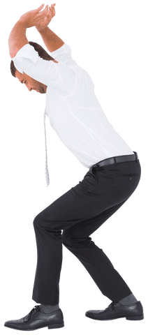 transparent businessman in office attire bending and pushing - Download Free Stock Videos Pikwizard.com