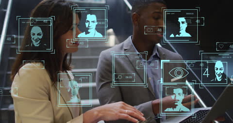 Digital Interface Display Showing Facial Recognition Technology