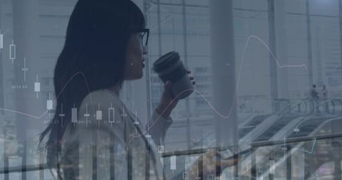 Businesswoman Analyzing Data Insights Amidst Statistics