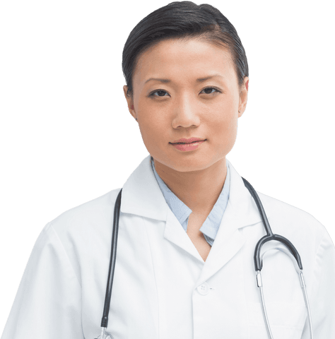 Confident Female Doctor Standing Against Transparent Background