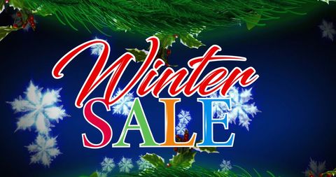 Festive Winter Sale Advertisement with Snowflakes