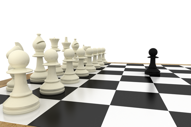 Black Pawn Versus White Pieces on Transparent Chessboard - Download Free Stock Videos Pikwizard.com