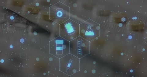 Futuristic Medical Technology Overlay with Medicine - Download Free Stock Images Pikwizard.com