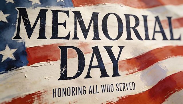Memorial day painted flag banner honoring all who served rustic distressed design