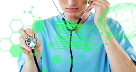 Innovative Medical Technology Interface with Confident Female Doctor