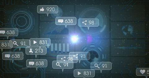 Social Media Metrics Interface with Holographic Data Visualization - Download Free Stock Images Pikwizard.com