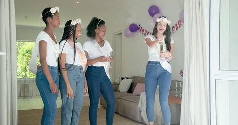 Women Celebrating Bachelorette Party with Joy
