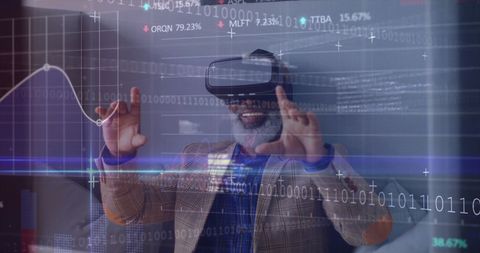 Middle-Aged Man Engaging with Virtual Reality Technology - Download Free Stock Images Pikwizard.com