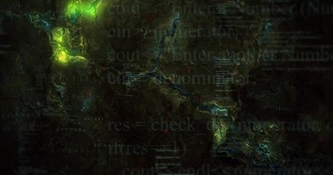 Futuristic topographic map with glowing green hotspots