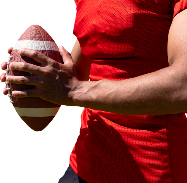 Transparent Midsection of American Football Player Holding Ball - Download Free Stock Videos Pikwizard.com