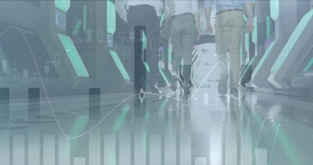 Futuristic Office Colleagues Walking Together in High-Tech Corridor - Download Free Stock Images Pikwizard.com