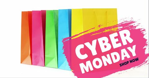 Colorful Shopping Bags Promoting Cyber Monday Sale - Download Free Stock Images Pikwizard.com
