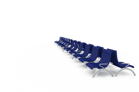 Blue waiting room seats transparent background