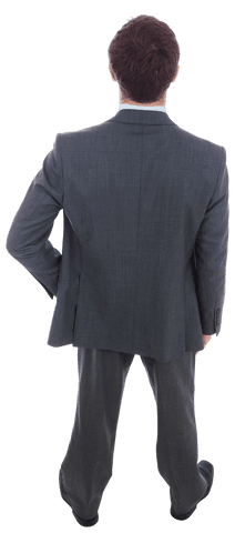 Transparent Businessman Standing with Hand on Hip Expression