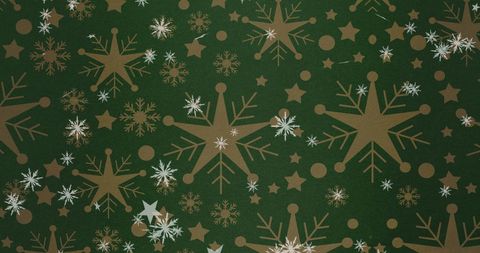 Festive Holiday Background with Gold Stars and Snowflakes